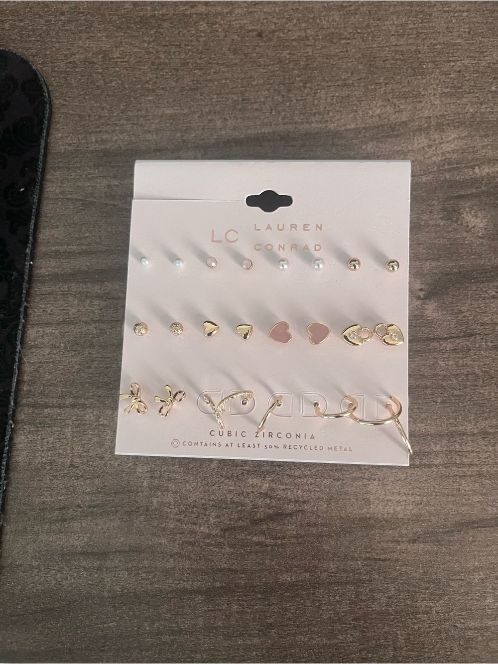 Lauren Conrad LC 12 pair stack stud Pink Heart Pearl Stud Earring Set Jewelry - Picture 3 of 3
